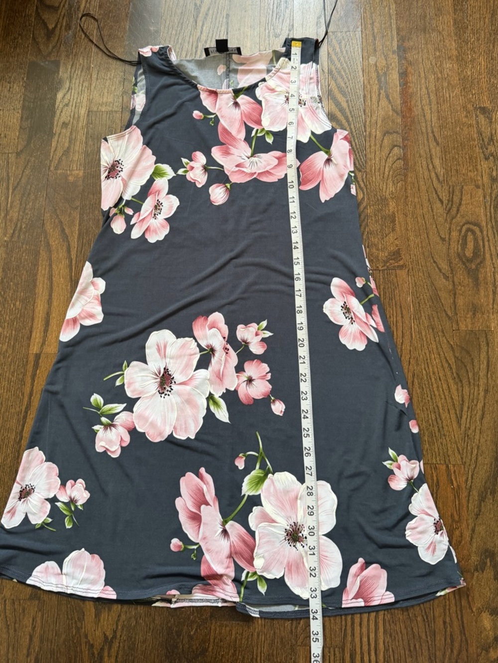 Perceptions Black Sleeveless Mini Dress with Pink Floral Print - Picture 4 of 6